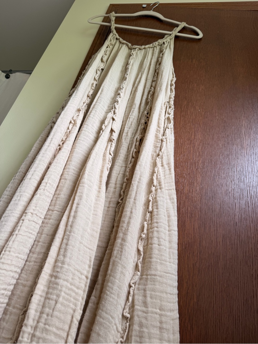 FREE PEOPLE Boho Cream Maxi Sundress with Ruffle Trim - Picture 4 of 6